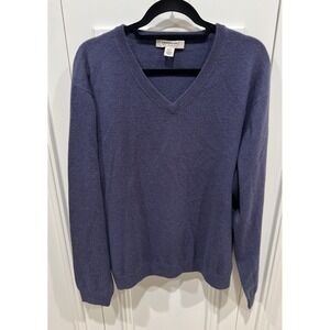 Pronto Uomo Mens Blue Cashmere Pullover Sweater Size XXL V Neck Luxury Classic
